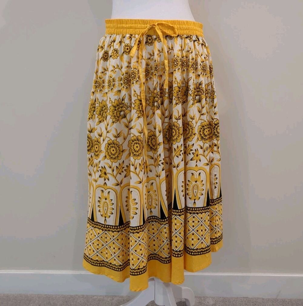 Jackpot Skirt Womens Flowy Geometric Floral Yellow Boho Festival One Size